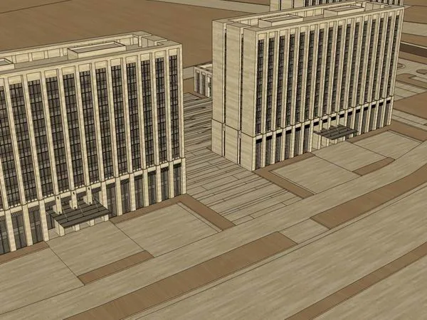 Sketchup办公模型|高层办公楼，现代风格
