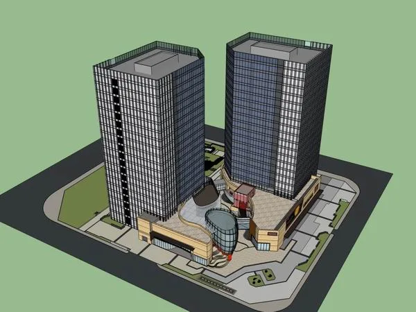 Sketchup办公模型|高层办公楼，商业，现代风格