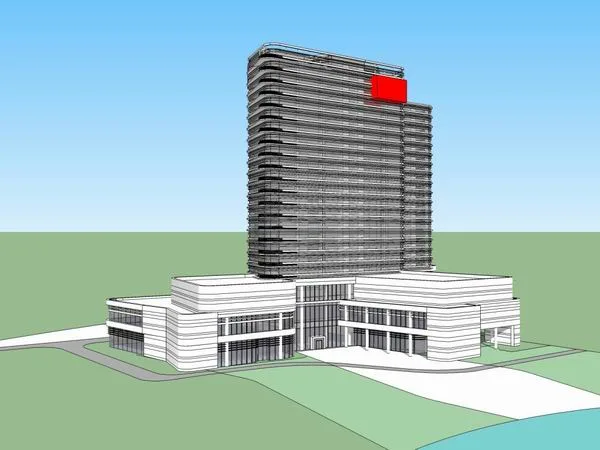 Sketchup办公模型|高层办公楼，写字楼，现代风格
