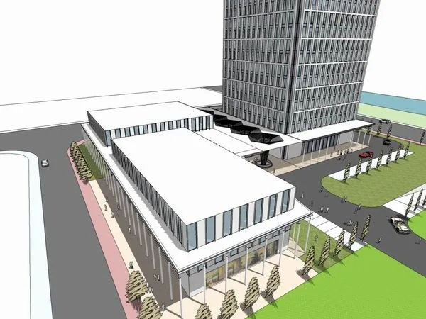 Sketchup办公模型|高层办公楼，写字楼，现代风格