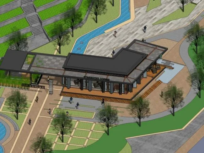 Sketchup商业模型|多层商店，商业建筑，新中式风格