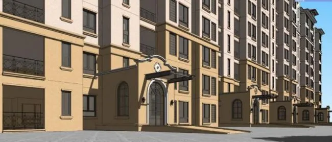 Sketchup住宅模型|高层住宅，居住建筑，西班牙风格，古典风格