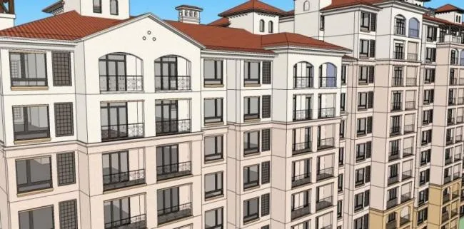 Sketchup住宅模型|高层住宅，居住建筑，西班牙风格，古典风格