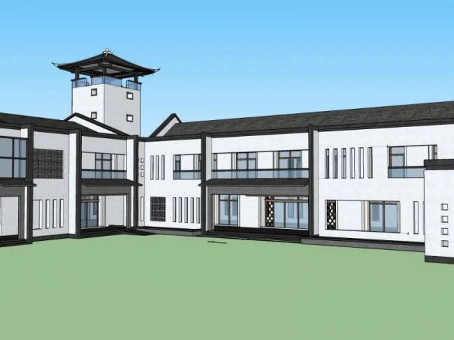 Sketchup商业模型|多层会所，新中式风格，商业建筑