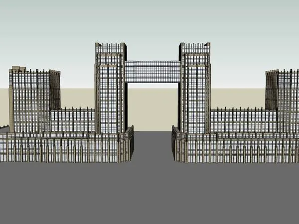 Sketchup办公模型|高层办公楼，写字楼，沿街商业，欧式古典风格