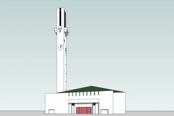 Sketchup办公模型|珊纳约基市政府中心,多层，公建