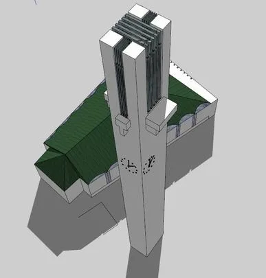 Sketchup办公模型|珊纳约基市政府中心,多层，公建