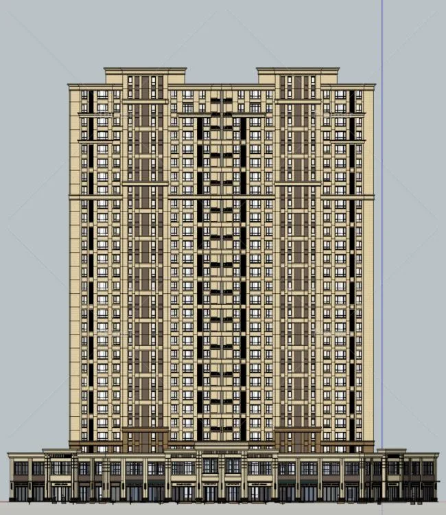 Sketchup住宅模型|高层住宅，新古典风格