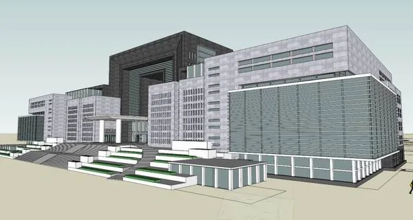 Sketchup办公模型|高层政府办公楼，公建，现代风格