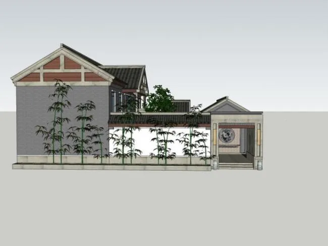 Sketchup住宅模型|四合院，东方新古典