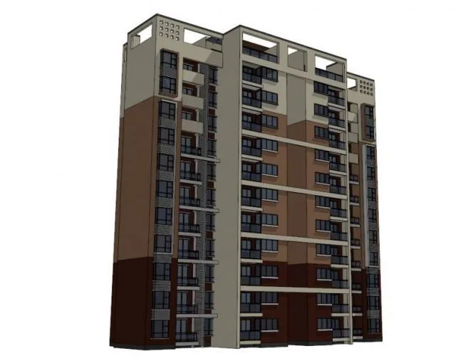 Sketchup住宅模型|高层住宅，现代风格，一梯四户