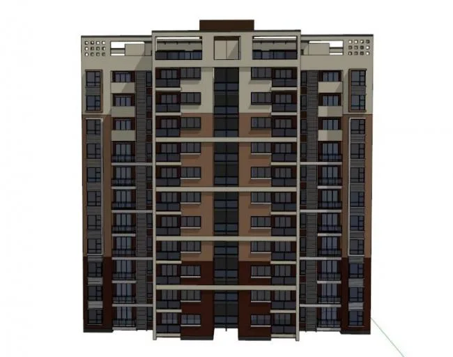 Sketchup住宅模型|高层住宅，现代风格，一梯四户