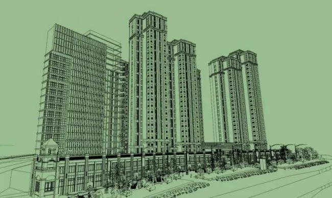 Sketchup住宅模型|高层住宅楼，居住建筑，古典风格
