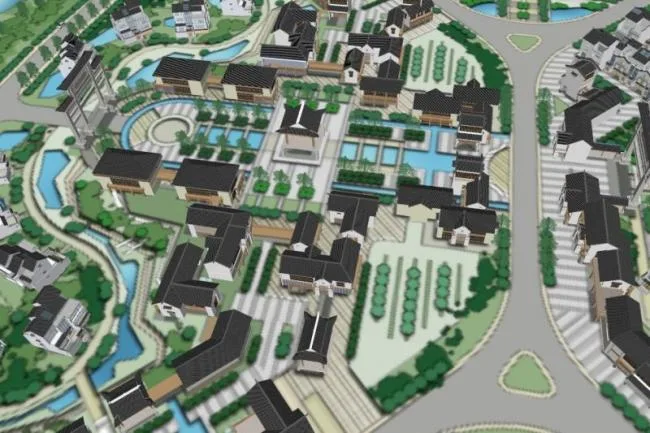 Sketchup住宅模型|多层住宅小区，中式风格