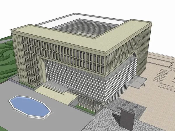 Sketchup办公模型|多层办公楼，现代风格