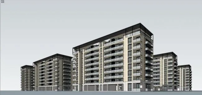 Sketchup住宅模型|小高层住宅，居住建筑，现代风格