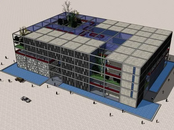Sketchup办公模型|多层办公楼，现代风格