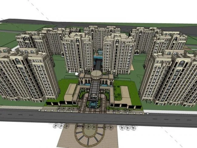 Sketchup住宅模型|高层住宅，居住建筑，古典风格