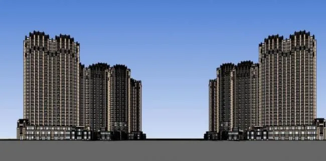 Sketchup住宅模型|高层住宅，阿戴克风格，古典风格