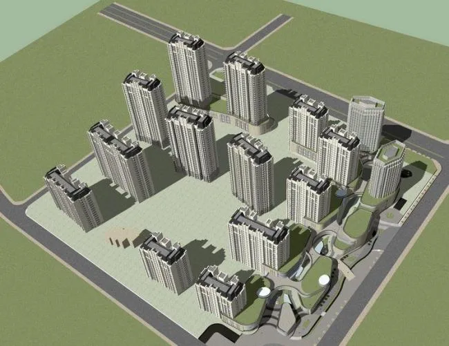 Sketchup商业模型|多层分散式商业街，简欧风格，现代风格