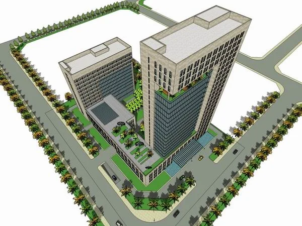 Sketchup办公模型|高层办公楼，写字楼，现代风格