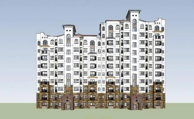Sketchup住宅模型|高层住宅小区，地中海风格，西班牙，古典风格