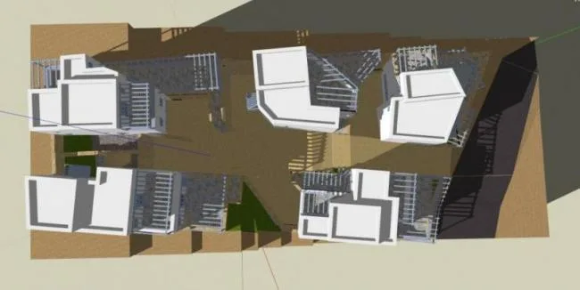 Sketchup住宅模型|多层坡地住宅区，地中海风格