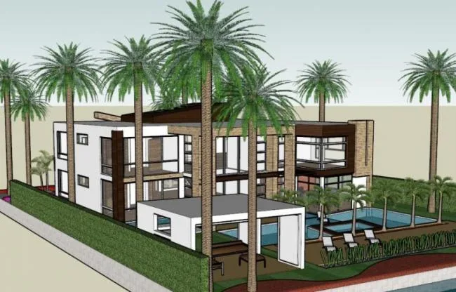 Sketchup住宅模型|花园洋房，现代风格