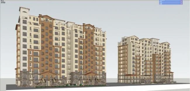 Sketchup住宅模型|高层住宅，西班牙风格，古典风格