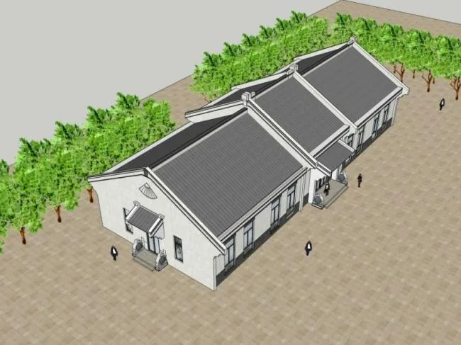 Sketchup住宅模型|养老院，现代中式风格
