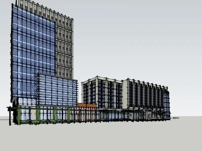 Sketchup住宅模型|高层住宅，底层商业，现代风格