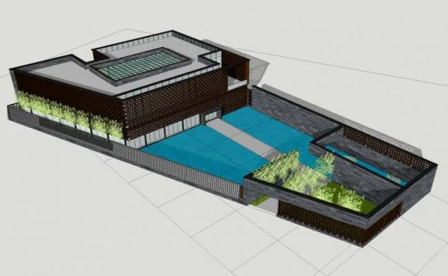 Sketchup商业模型|多层会所，新中式风格，商业建筑
