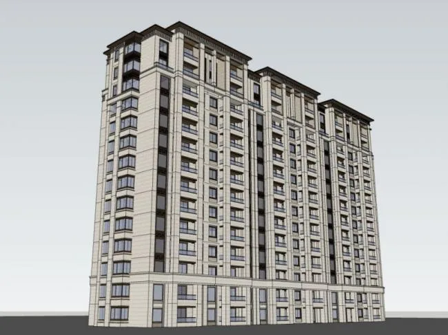 Sketchup住宅模型|高层住宅，居住建筑，古典风格