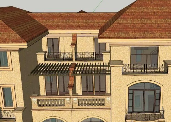 Sketchup住宅模型|多层住宅，居民楼，古典风格