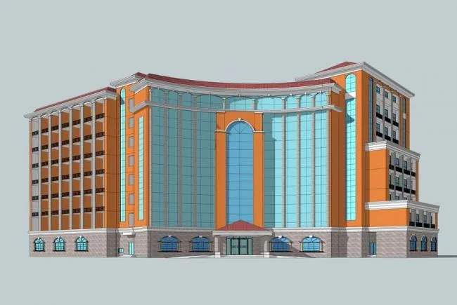 Sketchup酒店模型|多层酒店，新中式风格