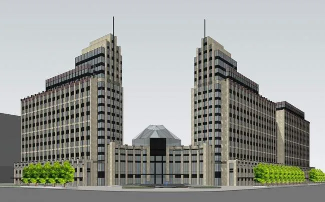 Sketchup酒店模型|多层高层混合，酒店，现代风格，都市双子酒店