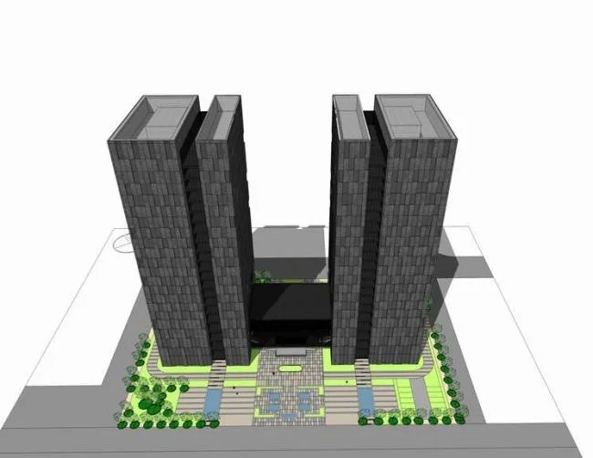 Sketchup酒店模型|高层办公楼，写字楼，现代风格，SOHO式酒店