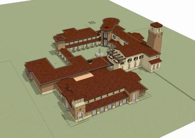 Sketchup商业模型|多层会所，西班牙风格，古典风格，商业建筑