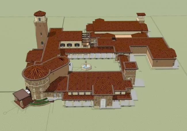 Sketchup商业模型|多层会所，西班牙风格，古典风格，商业建筑