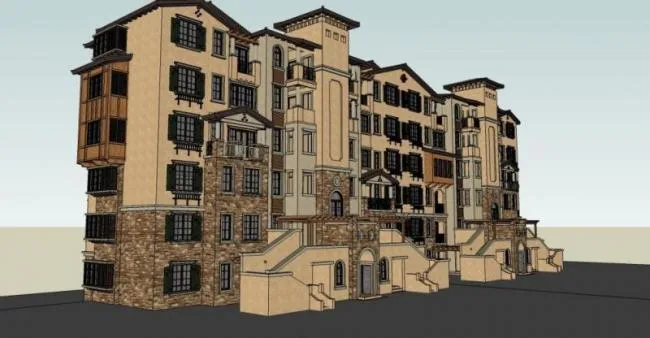 Sketchup住宅模型|多层住宅，地中海风格，古典风格
