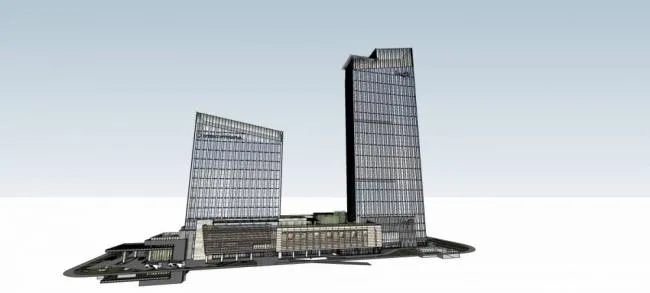 Sketchup酒店模型|杭州龙湖下沙洲际国际酒店，超高层，办公，现代风格
