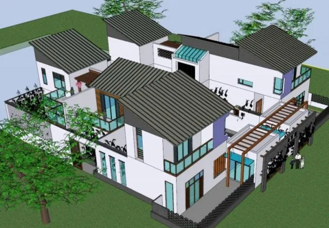 Sketchup住宅模型|合院，中式风格