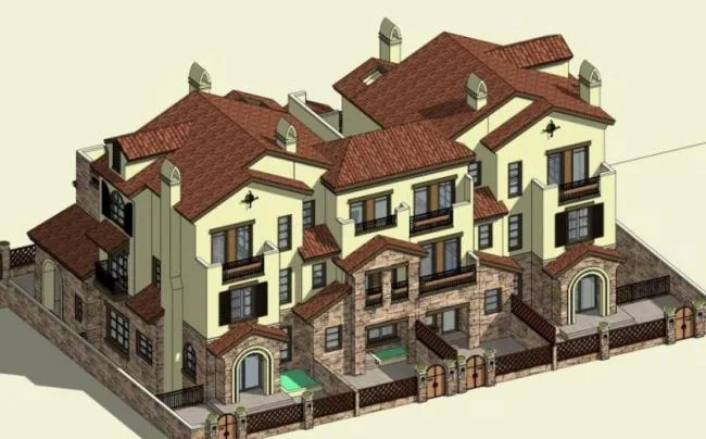 Sketchup住宅模型|花园洋房，古典风格