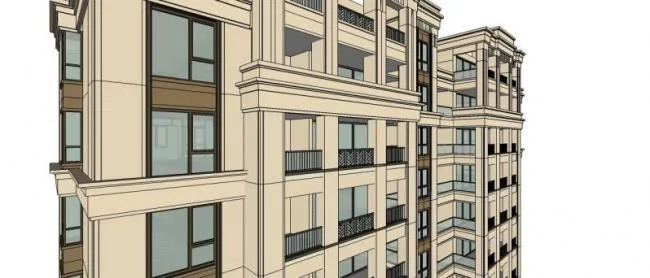 Sketchup住宅模型|高层住宅，居住建筑，古典风格