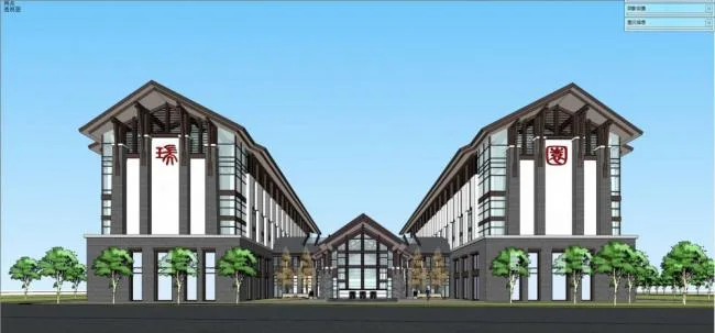 Sketchup酒店模型|多层酒店，中式风格