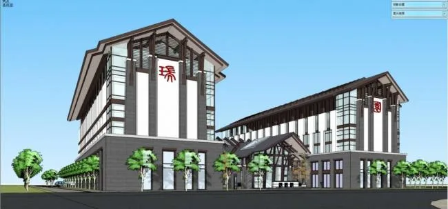 Sketchup酒店模型|多层酒店，中式风格