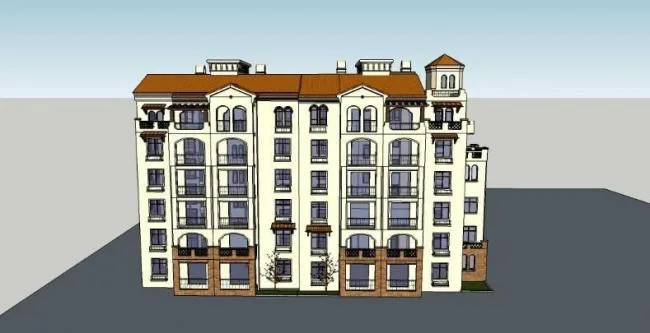 Sketchup住宅模型|多层住宅，古典风格