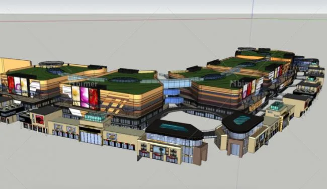 Sketchup商业模型|多层商业街，现代风格