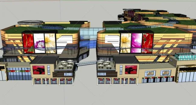 Sketchup商业模型|多层商业街，现代风格