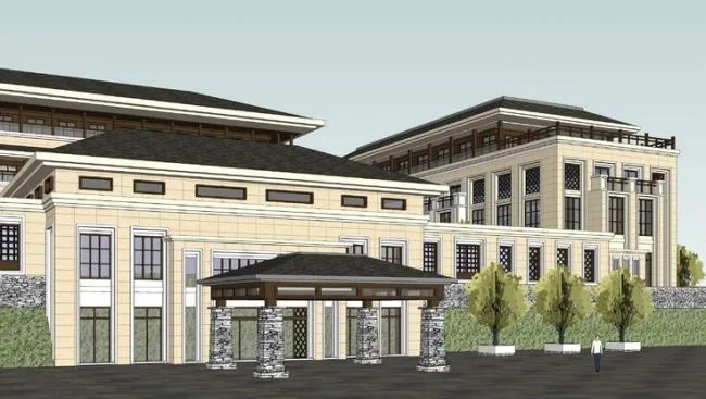 Sketchup酒店模型|多层生态度假酒店，会所，新中式风格